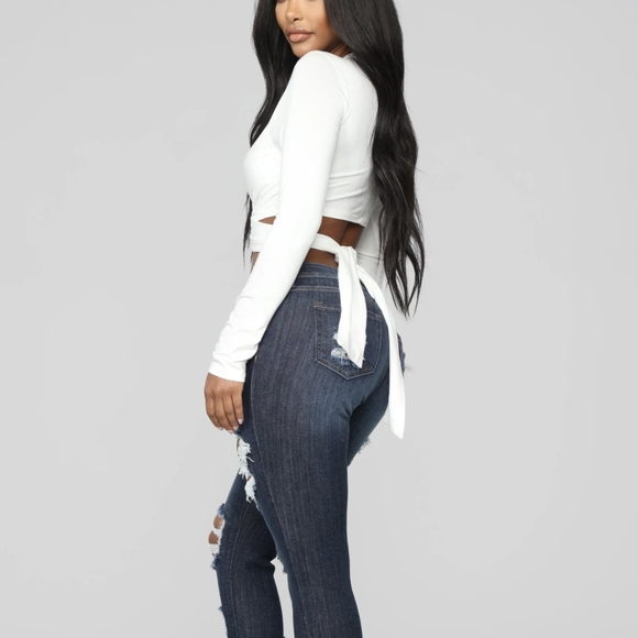 Fashion Nova All Wrapped Up Ivory Crop Wrap Top XS ✨ - Picture 4 of 11